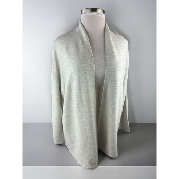 Eileen Fisher Sweaters - Eileen Fisher Silk & Cashmere Ribbed Open Cardigan Cream No Size Plus Size 2X ?